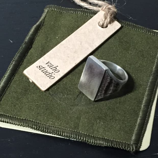 바호스튜디오 Square texture seal ring 반지 12호