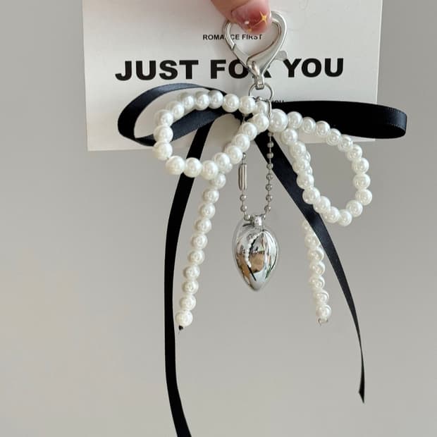 새상품) 비즈 리본 하트 키링