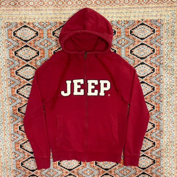 지프 스펠로고 레드 풀집업 기모 후드집업 남성M