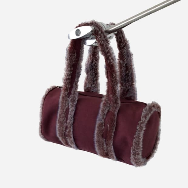 B.FIELD Faux Fur Handle Barrel Bag