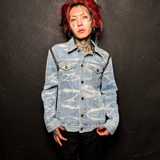 Bleached Stud Detail Denim Jacket