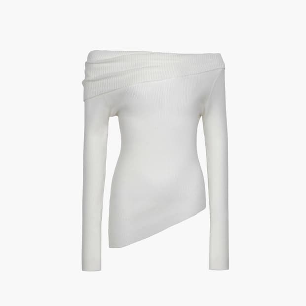 러프넥 LINE SHIFT KNIT IVORY