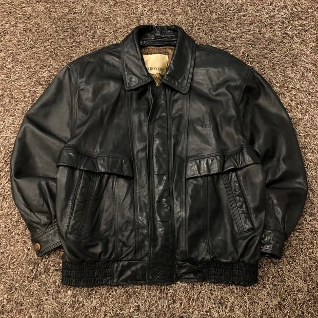런던포그 양가죽 봄버 레더 가죽 자켓