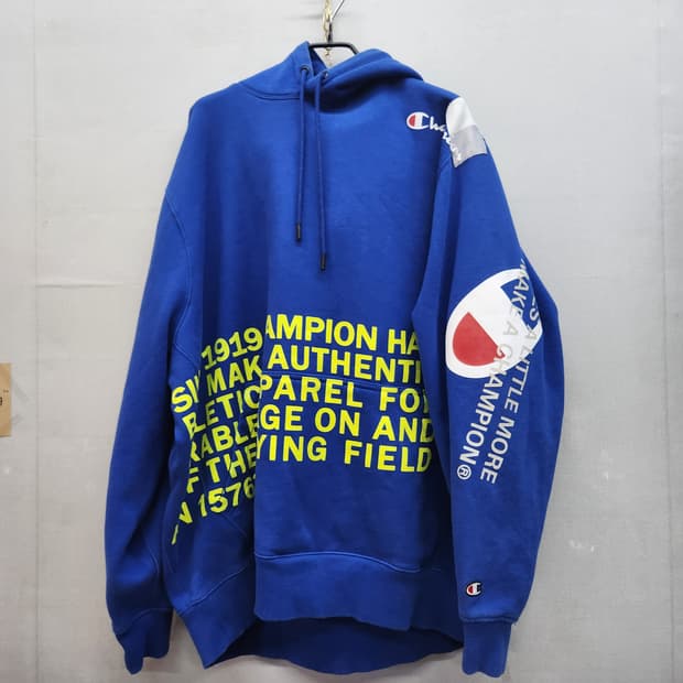 올드스쿨 챔피온 사이드 레터링 후드티 4XL