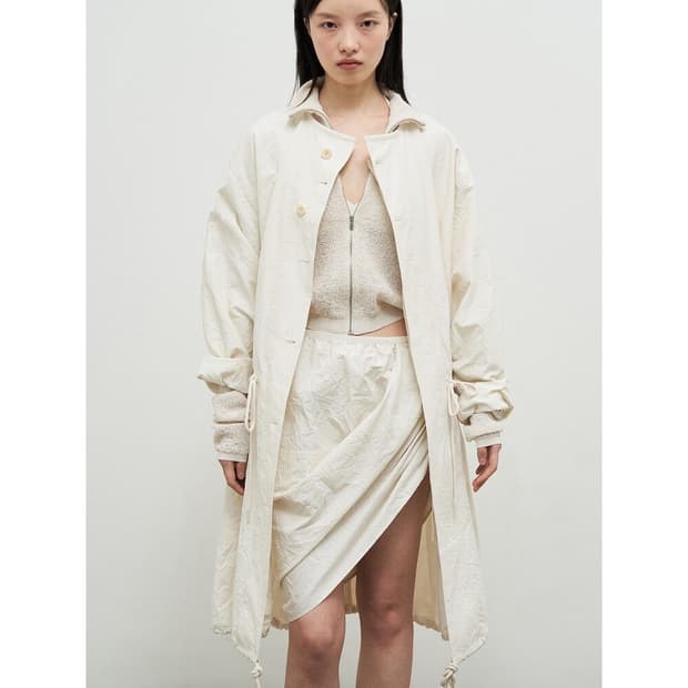 Wonderer Wrinkle Trench Coat Ivory