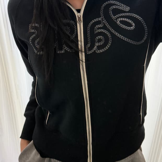 아식스 네이비 후드집업 s