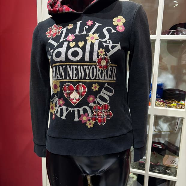 LIZ LISA doll hoodie 리즈리사 돌 체크 디테일 후드티