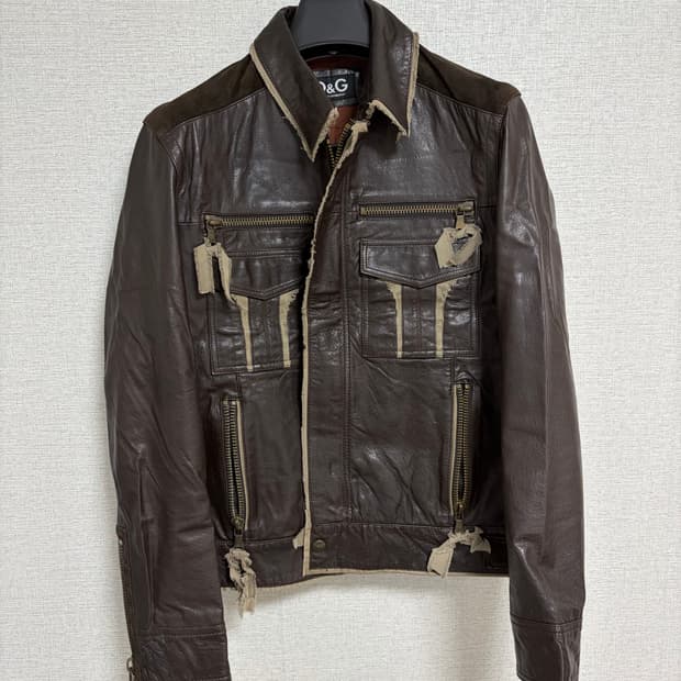 돌체앤가바나/멀티레이어 레더자켓/48