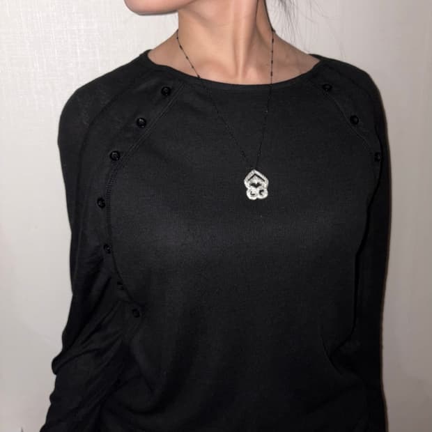 실버 텍스쳐 아프리카 심볼 목걸이