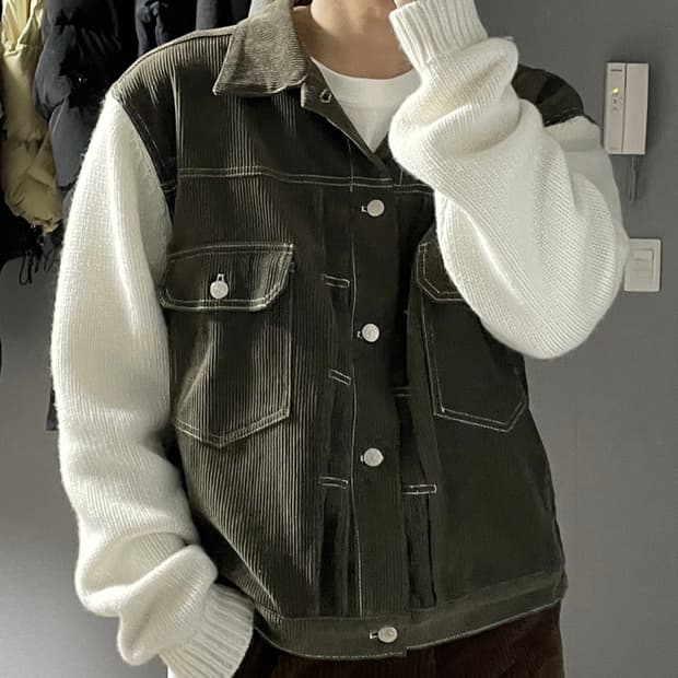 더뮤지엄비지터 / 하이브리드 니트 트러커 자켓 / L