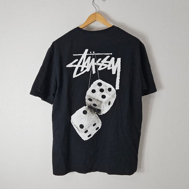 스투시 퍼지 다이스 반팔 티셔츠 블랙 L 정품