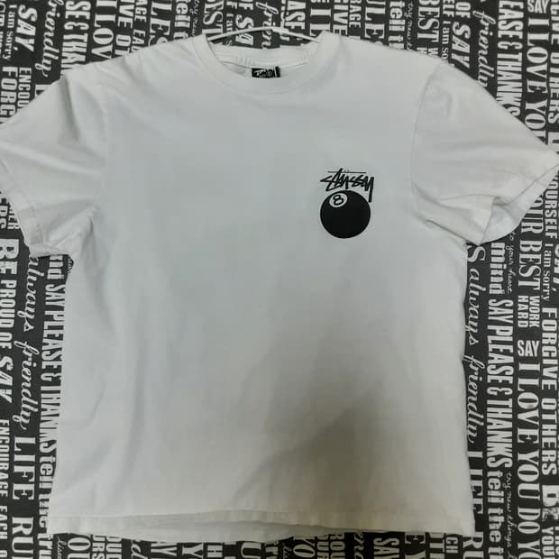 스투시 8볼 반팔 화이트 s