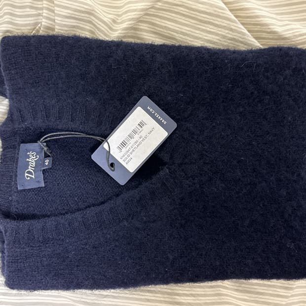Drakes 셔틀랜드 울 브이넥 베스트 40 사이즈 새상품