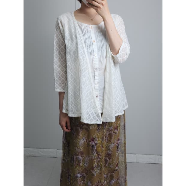 레이스 가디건 블라우스