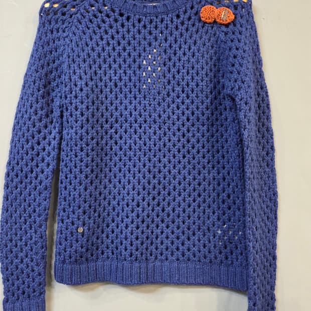 G-STAR블루 크로셰 니트 브로치 장식(S)