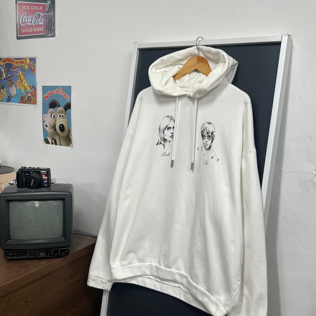 오프화이트 Till Death 프린팅 풀오버 후드티
