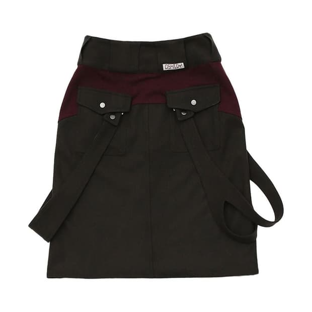 Oshigh 오스하이 울 스트랩 스커트 카키