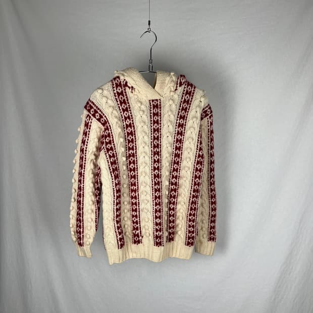 Vintage 헨드메이드 울 니트 후드티