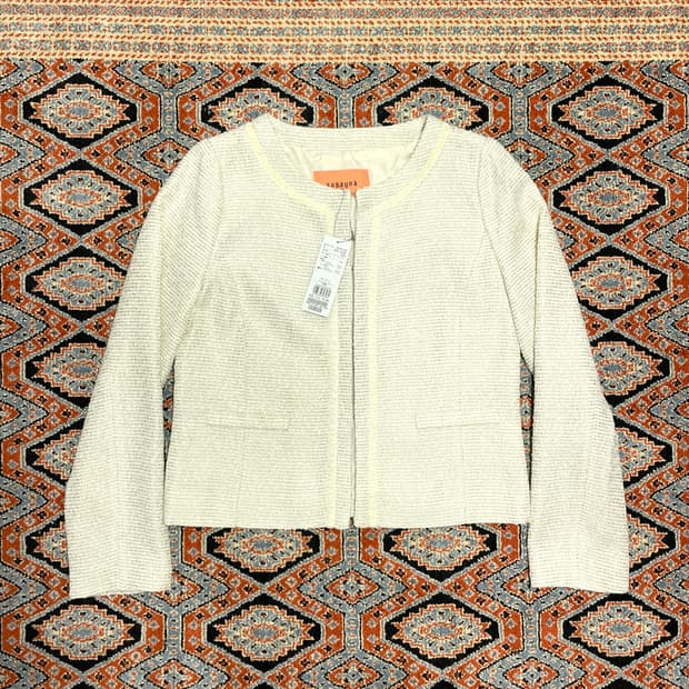 일본 빈티지 화이트 트위드자켓 여성40