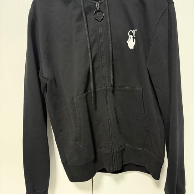 오프화이트 컷히어 후드집업 