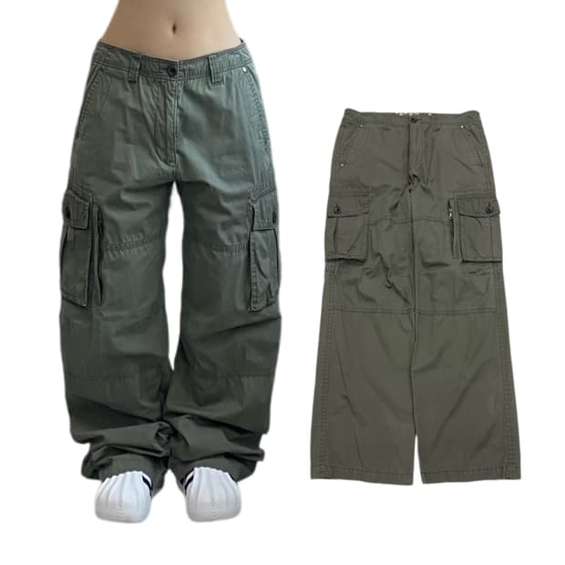 탄창 Y2K 밀리터리 와이드 빈티지 카고팬츠