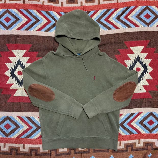 L) 폴로 랄프로렌 팔꿈치 패치 후드티 카키