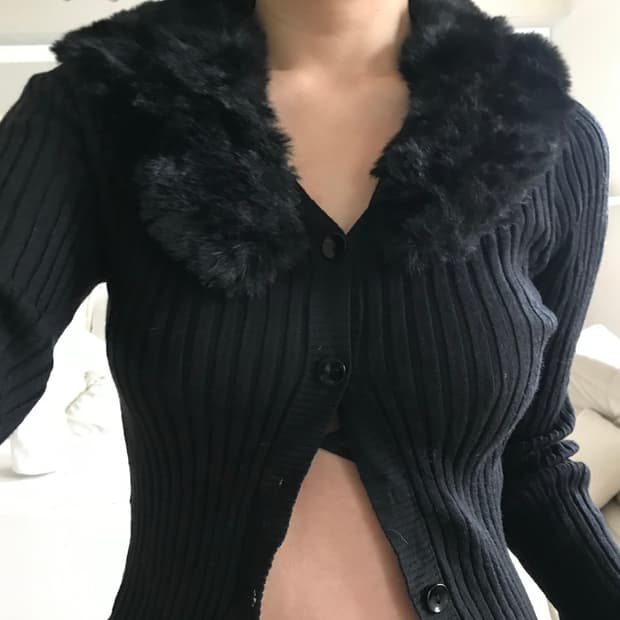 vintage black fur cardigan