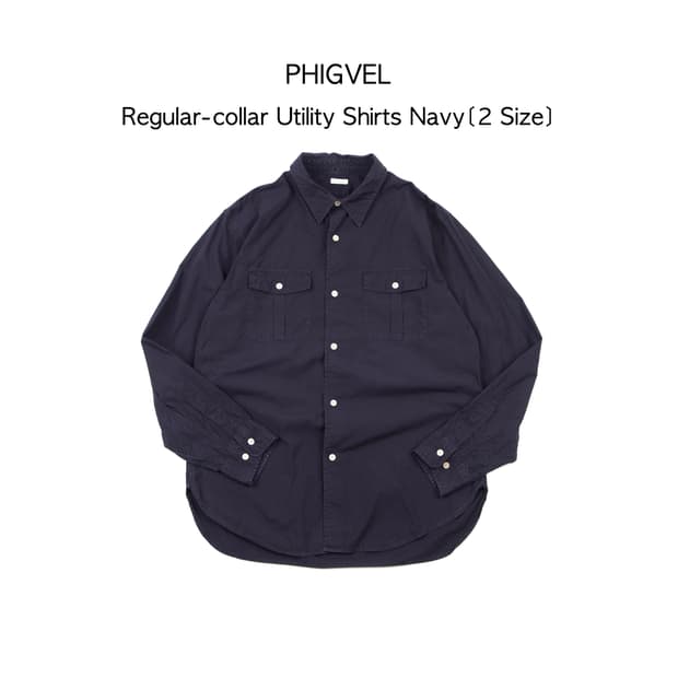 Phigvel 레귤러 칼라 유틸리티 셔츠 네이비