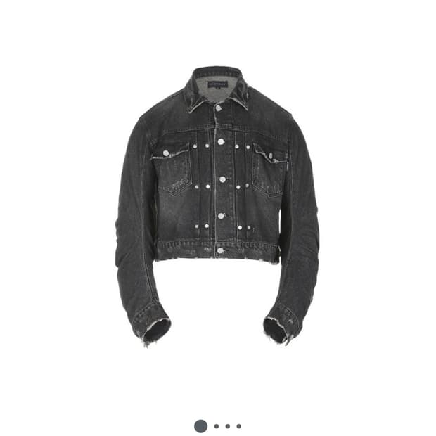 써저리 커브드 커브드 데님 트러커 자켓 블랙 L 라지