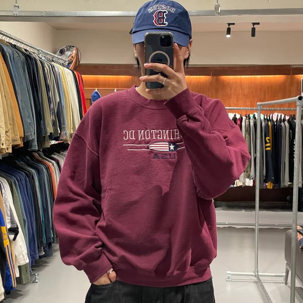 빈티지 맨투맨 티셔츠 (버건디)  