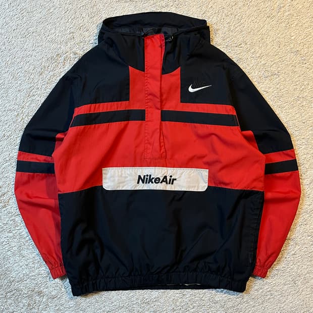 나이키 NSW 에어 우븐 아노락 바람막이 자켓 레드 블랙