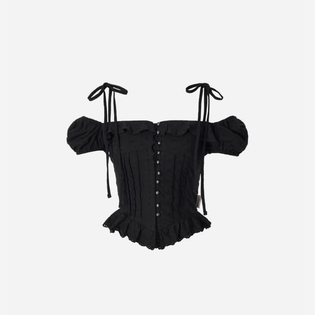 새상품 뉴얼린 로제2 오프숄더 핀턱 레이스 블라우스 S