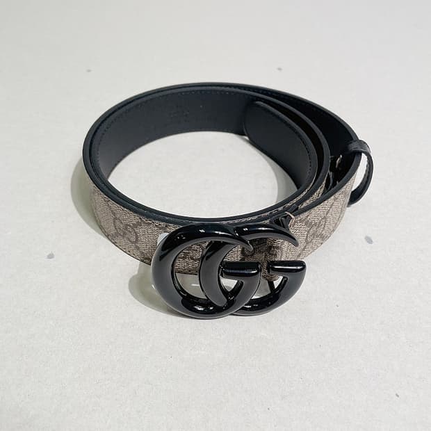 (정품/새상품) 구찌 여성 블랙 GG 마몬트 벨트