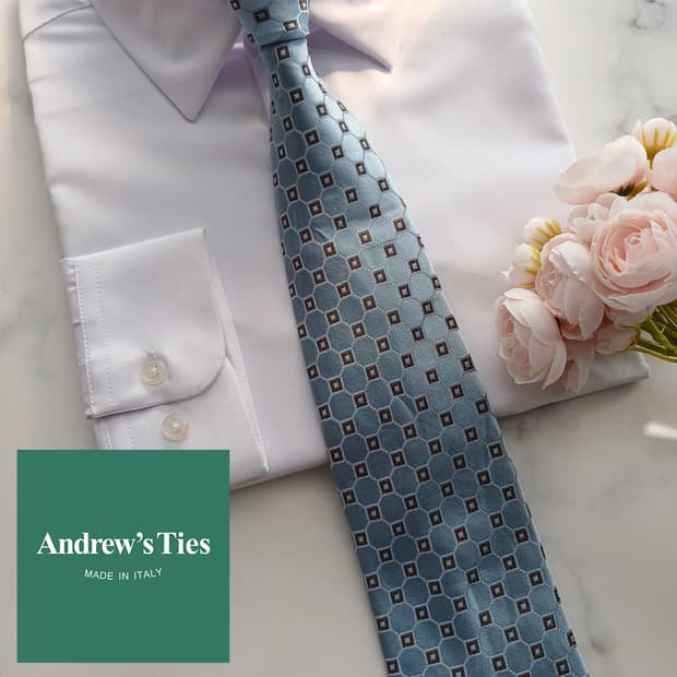 앤드류스타이 실크 스카이블루 자카드 넥타이 9.6cm A등급 A18698