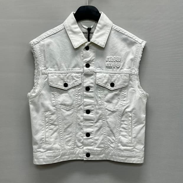 미우미우 로고 코튼 데님 조끼 ( 55 )