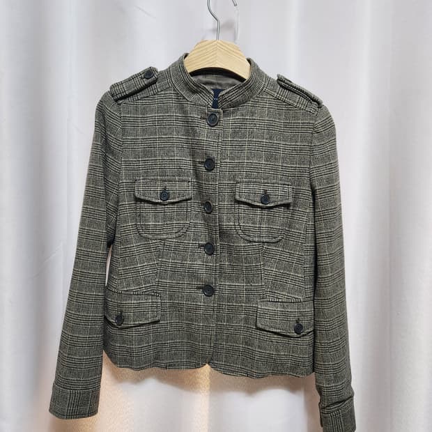 바나나 니퍼블릭 체크무늬 반버튼 숏 자켓