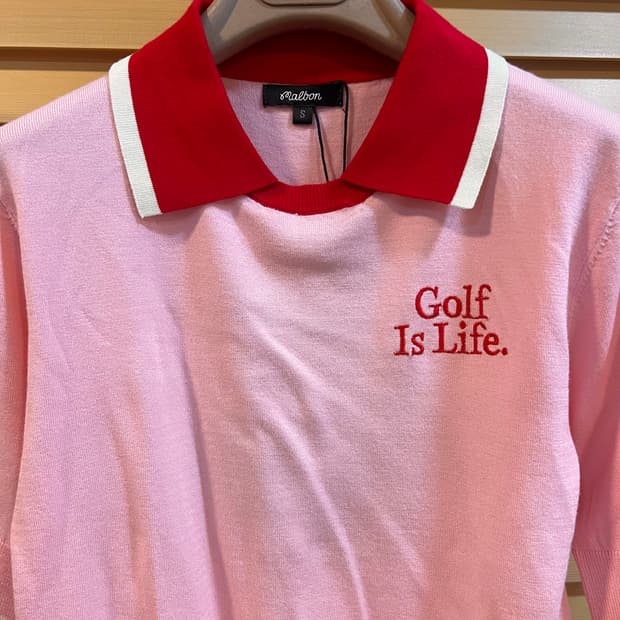 말본 여성 핑크 카라니트티셔츠 골프니트
