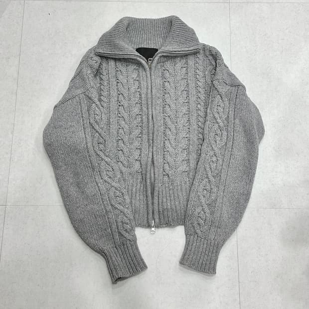 시티브리즈 울케이블 니트집업 그레이