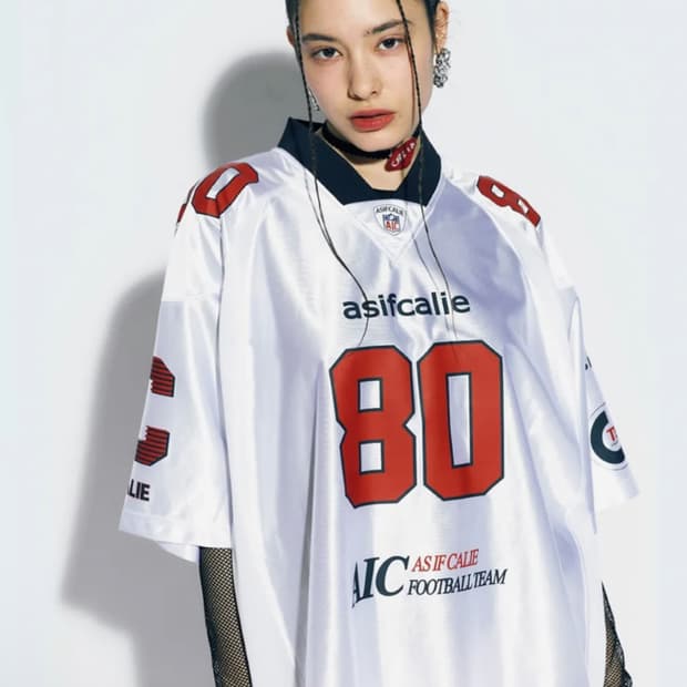 에즈이프 캘리 풋볼 저지 반팔 티셔츠 화이트