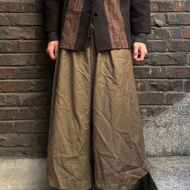 2000s JPN 니혼진 베이지 와이드 벌룬핏 팬츠 