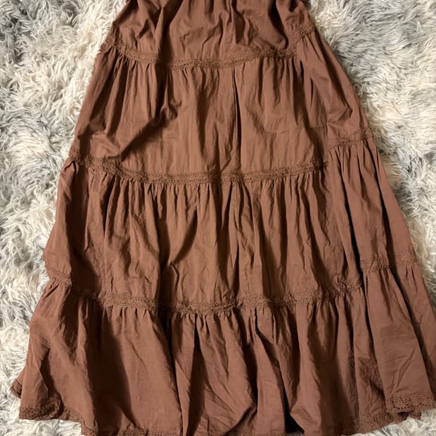 Japanese vintage 모리걸st 초코레이스 롱스커트 