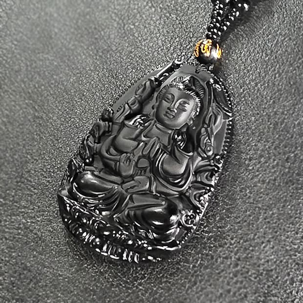 천수관음 흑요석 펜던트 불상 부처님 불교 남자 목걸이