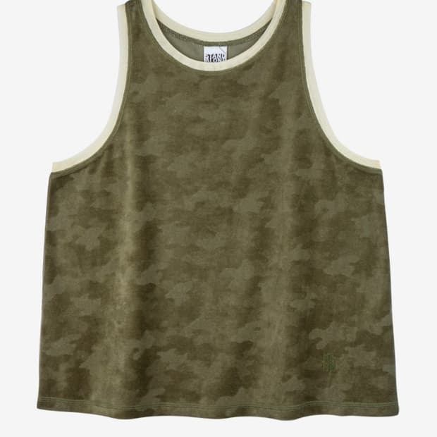 스탠드얼론 카모 벨벳 나시 탑