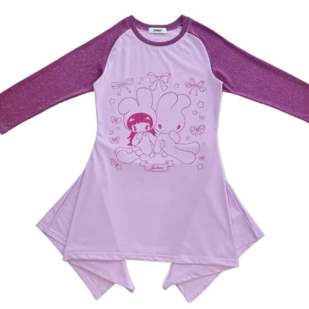 Jichoi SS24 FLARED RAGLAN T-DRESS (PINK