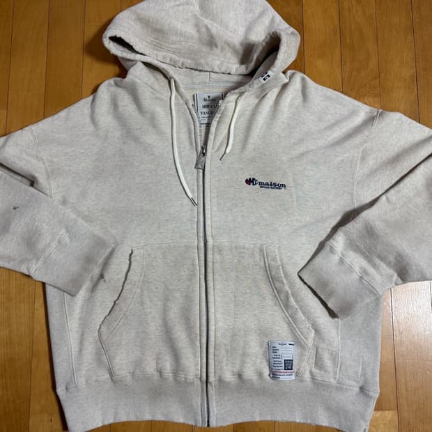 메종 미하라 야스히로 디스트레스 코튼 집업 후드