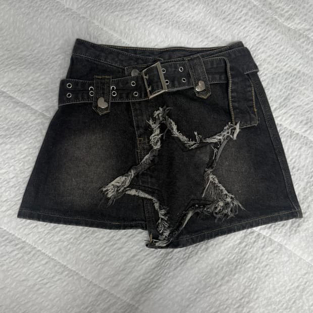 흑청 별 언발스커트