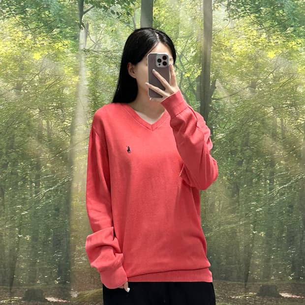 🤍 폴로 랄프로렌 핑크 네이비포니 브이넥 니트 🤍 