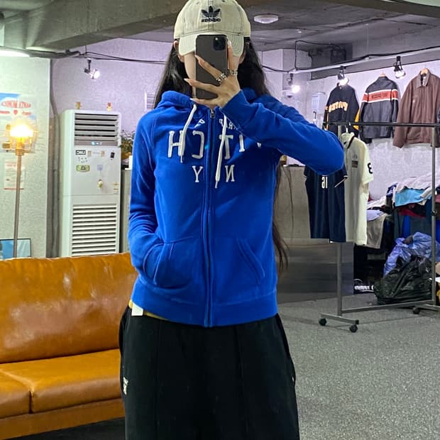 아베크롬비 글리터 자수 로고 후드집업 B5285