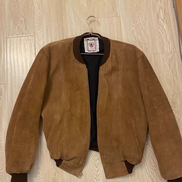 Vintage Made in Italy 올 레더 헤비 바시티 자켓