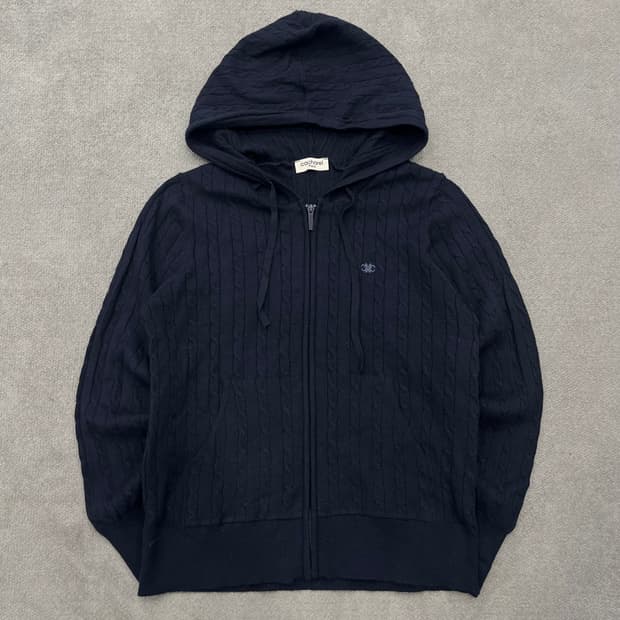 85 까사렐 네이비 케이블 니트 후드집업